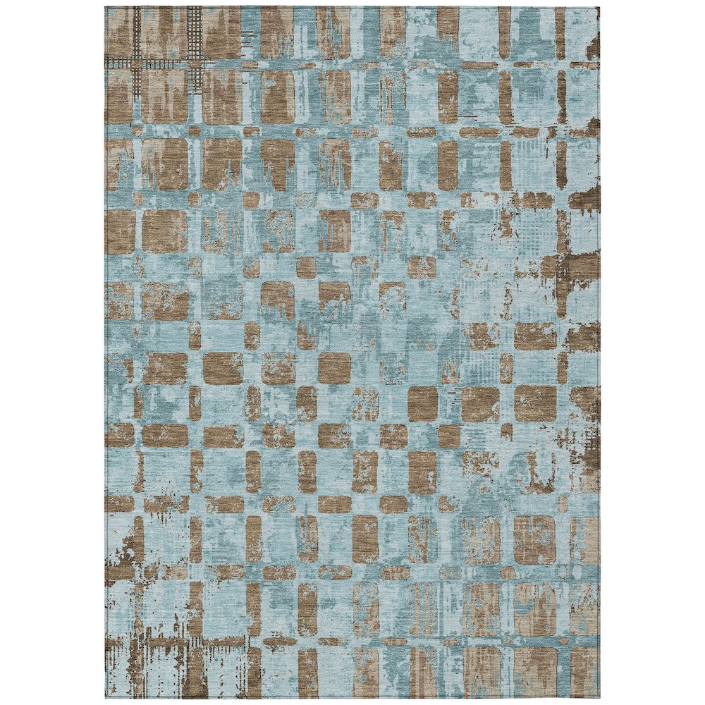 Machine Washable Indoor/Outdoor Chantille ACN2628 Teal 8' x 10' Rug. Picture 1
