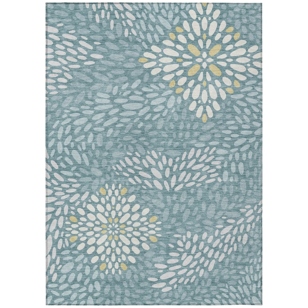 Machine Washable Indoor/Outdoor Chantille ACN2629 Teal 8' x 10' Rug. Picture 1