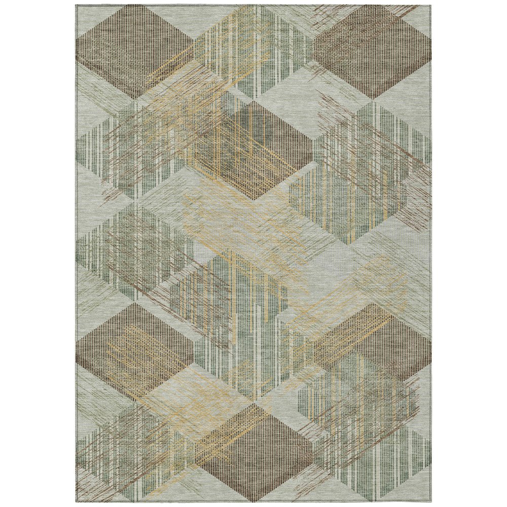 Machine Washable Indoor/Outdoor Chantille ACN2637 Green 8' x 10' Rug. Picture 1
