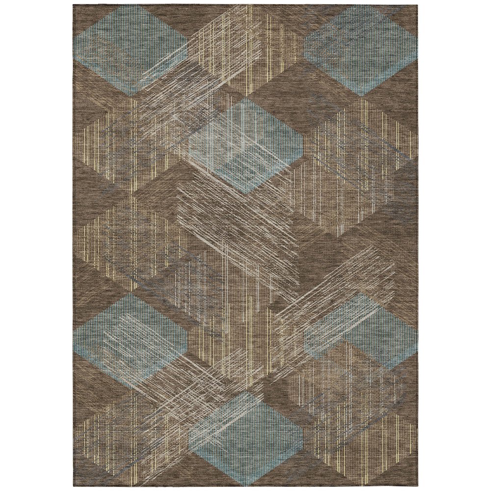 Machine Washable Indoor/Outdoor Chantille ACN2637 Brown 8' x 10' Rug. Picture 1