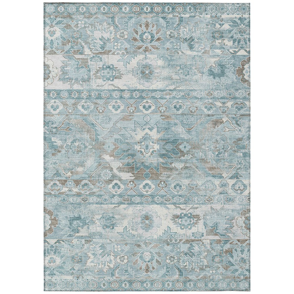 Machine Washable Indoor/Outdoor Chantille ACN2638 Teal 8' x 10' Rug. Picture 1