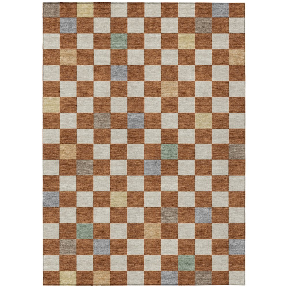 Machine Washable Indoor/Outdoor Chantille ACN2656 Orange 8' x 10' Rug. Picture 1