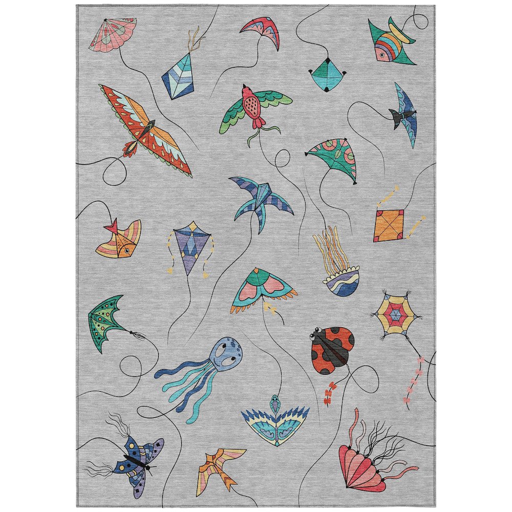 Machine Washable Indoor/Outdoor Chantille ACN2659 Gray 8' x 10' Rug. Picture 1