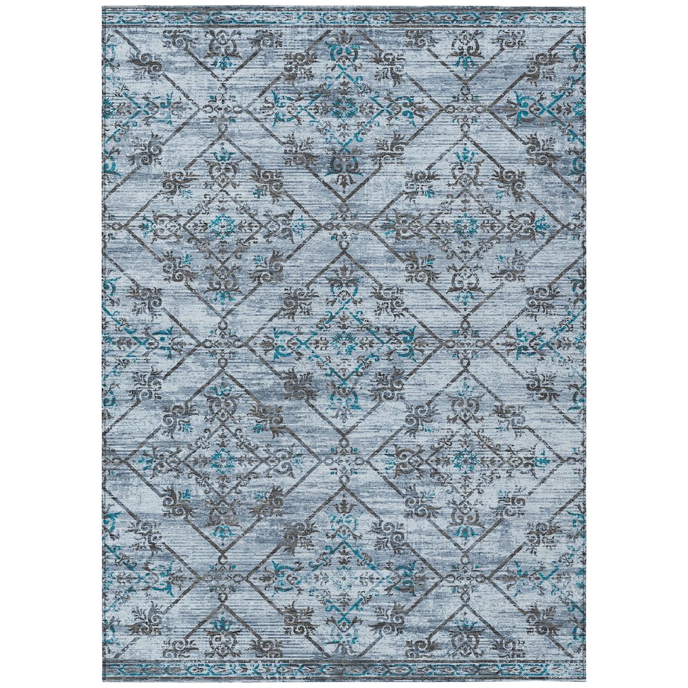 Machine Washable Indoor/Outdoor Chantille ACN2665 Blue 8' x 10' Rug. Picture 1