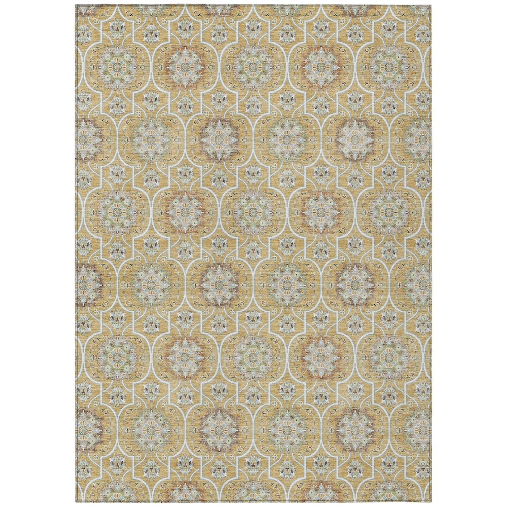 Machine Washable Indoor/Outdoor Chantille ACN2670 Gold 8' x 10' Rug. Picture 1