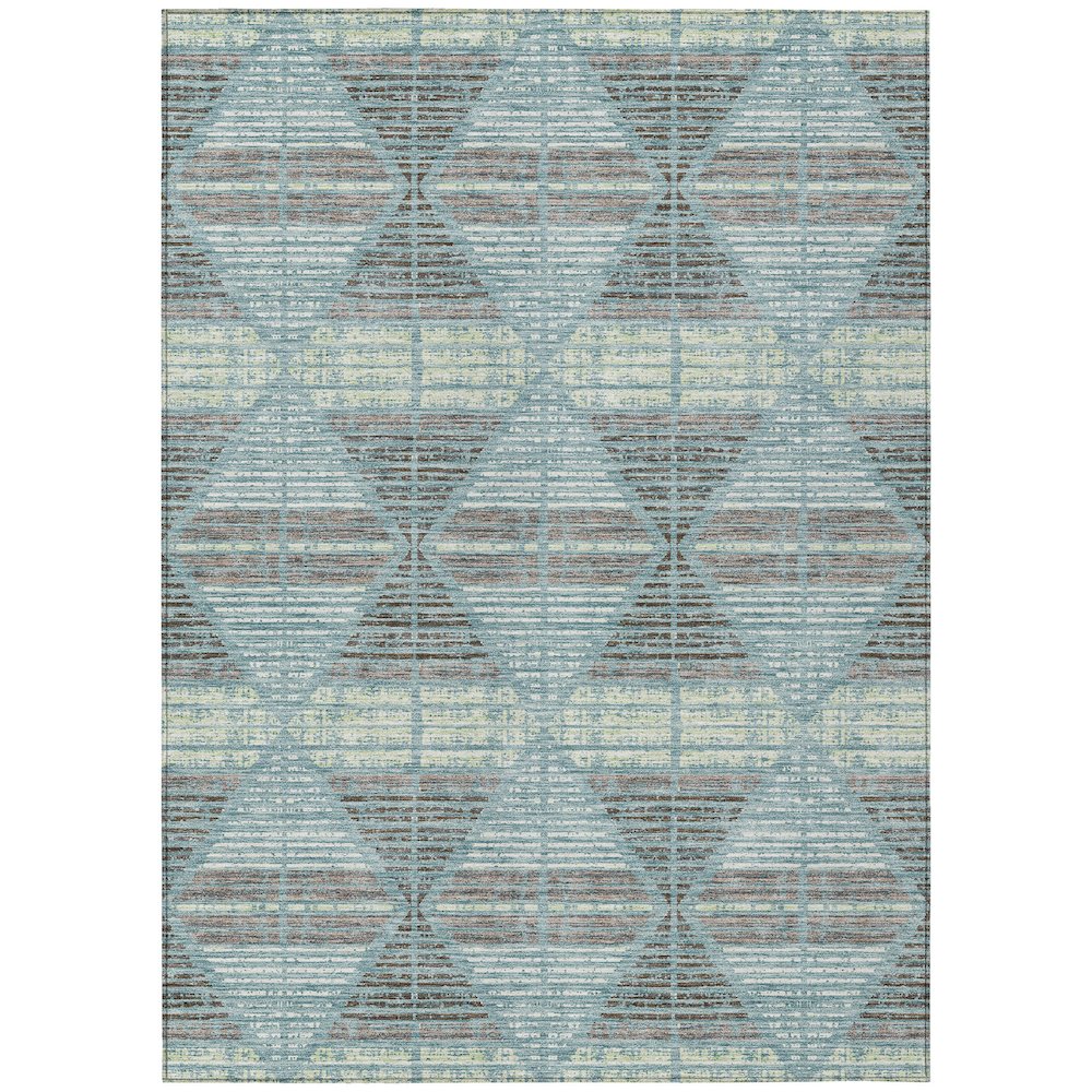 Machine Washable Indoor/Outdoor Chantille ACN2671 Teal 8' x 10' Rug. Picture 1