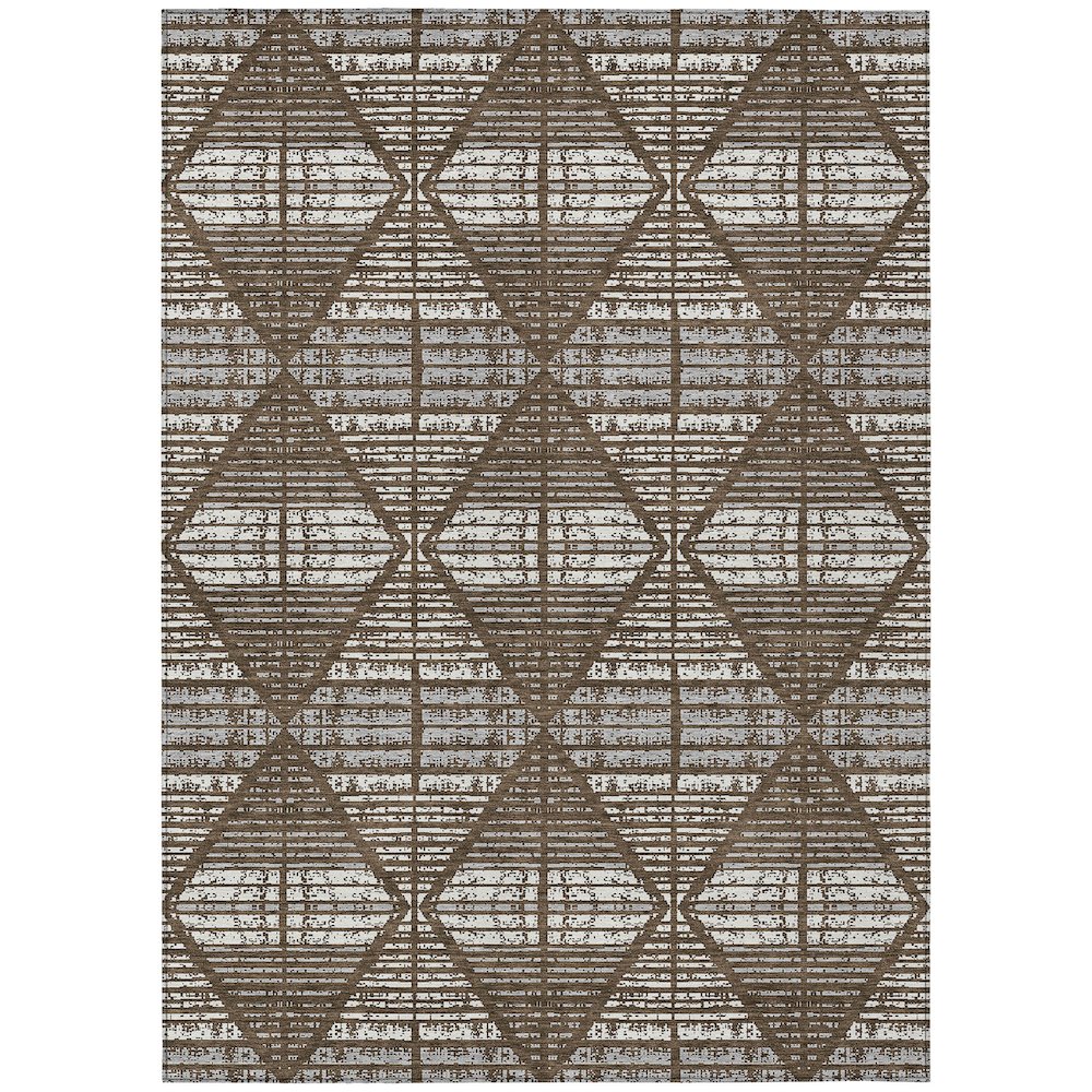 Machine Washable Indoor/Outdoor Chantille ACN2672 Brown 8' x 10' Rug. Picture 1