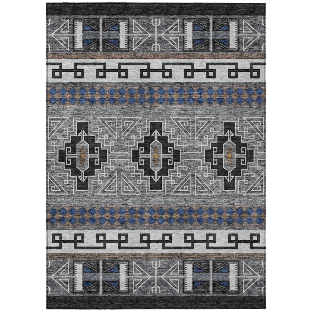 Machine Washable Indoor/Outdoor Chantille ACN2683 Black 8' x 10' Rug. Picture 1