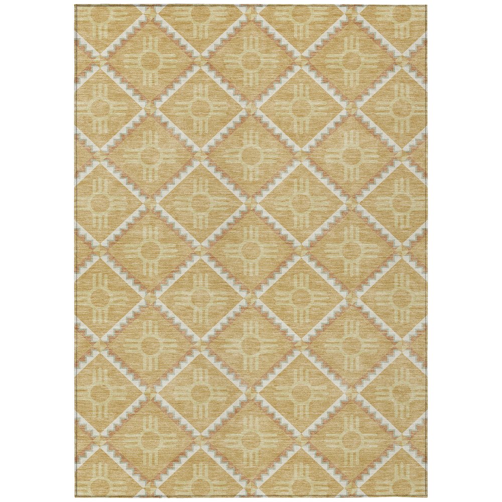 Machine Washable Indoor/Outdoor Chantille ACN2686 Gold 8' x 10' Rug. Picture 1