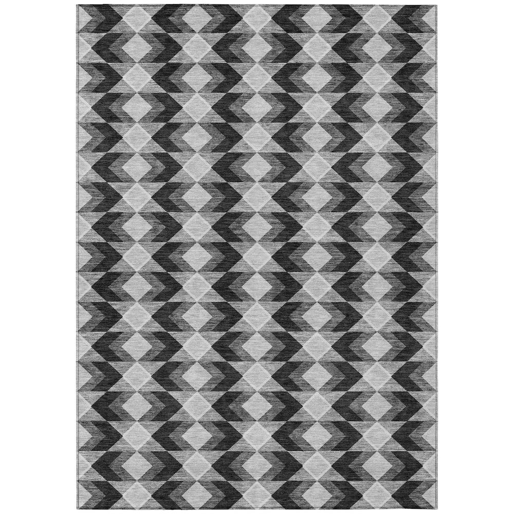 Machine Washable Indoor/Outdoor Chantille ACN2687 Black 8' x 10' Rug. Picture 1