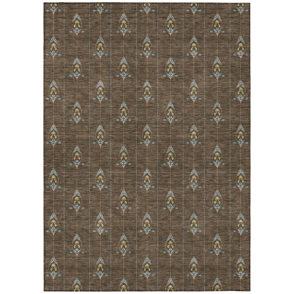 Machine Washable Indoor/Outdoor Chantille ACN2691 Brown 8' x 10' Rug. Picture 1