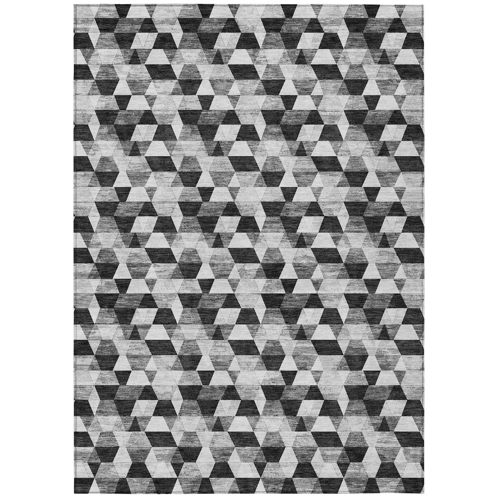 Machine Washable Indoor/Outdoor Chantille ACN2694 Black 8' x 10' Rug. Picture 1