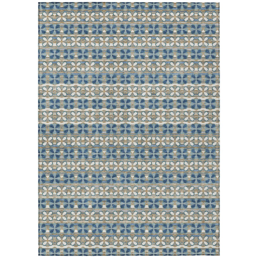 Machine Washable Indoor/Outdoor Chantille ACN2695 Teal 8' x 10' Rug. Picture 1