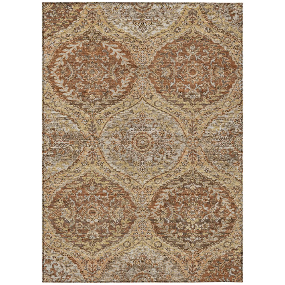 Machine Washable Indoor/Outdoor Chantille ACN2698 Orange 8' x 10' Rug. Picture 1