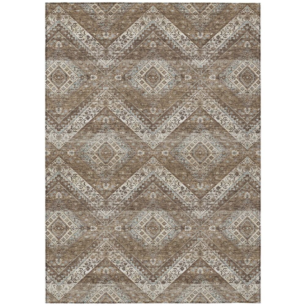 Machine Washable Indoor/Outdoor Chantille ACN2699 Brown 8' x 10' Rug. Picture 1