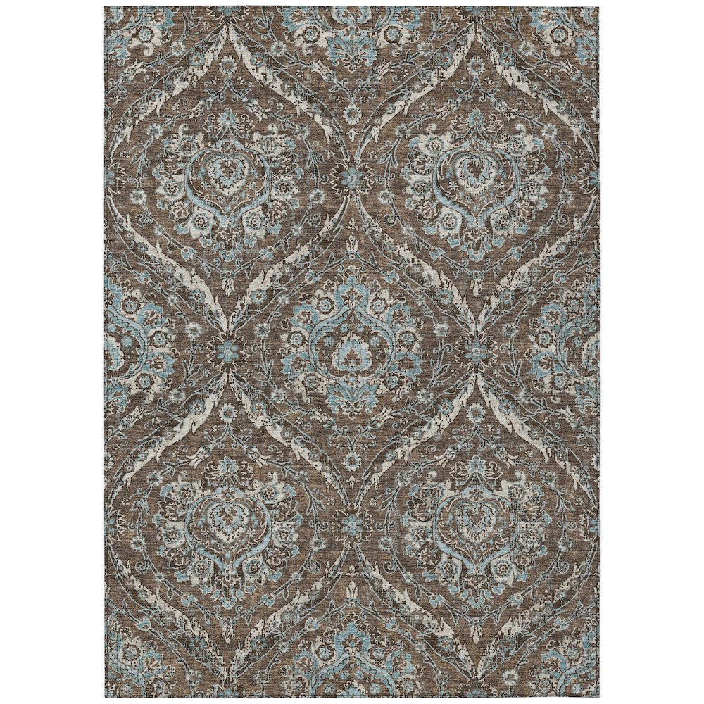 Machine Washable Indoor/Outdoor Chantille ACN2703 Brown 8' x 10' Rug. Picture 1