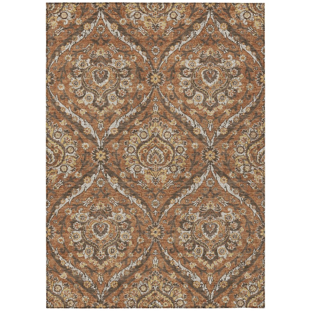 Machine Washable Indoor/Outdoor Chantille ACN2703 Orange 8' x 10' Rug. Picture 1