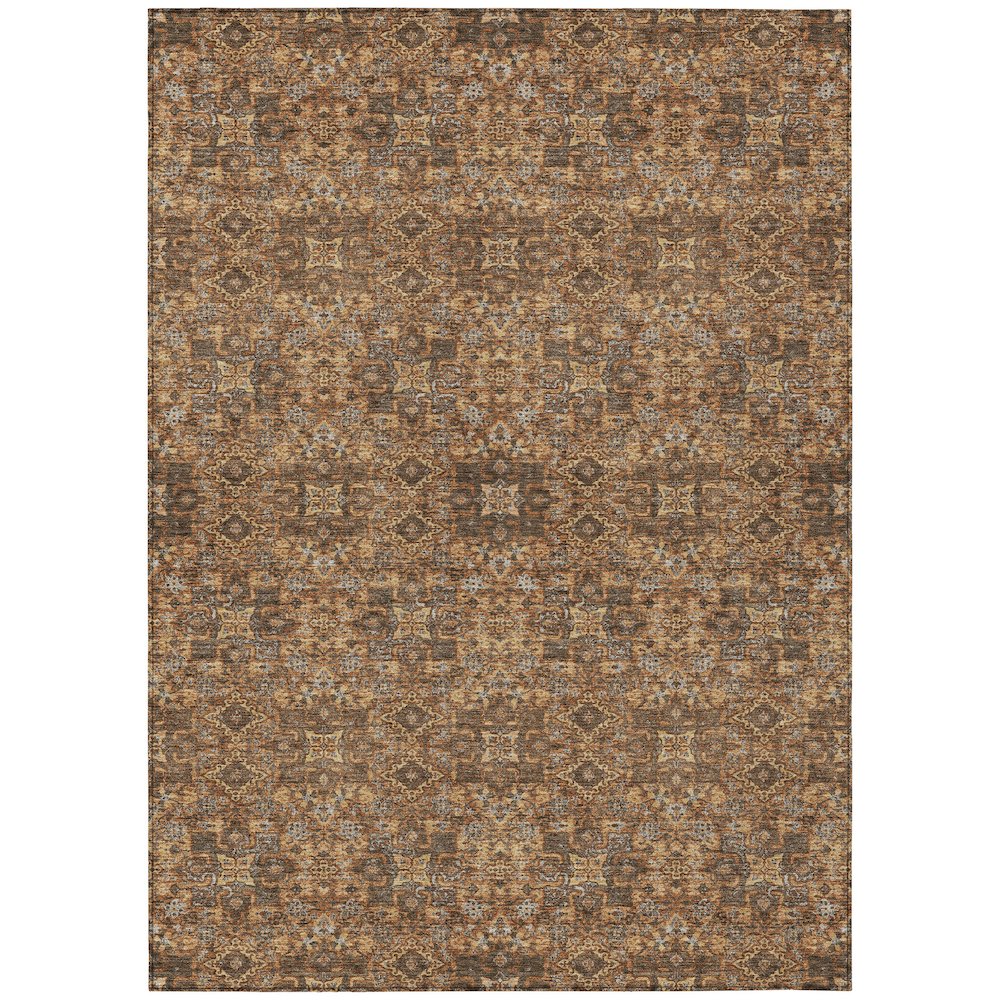 Machine Washable Indoor/Outdoor Chantille ACN2705 Orange 8' x 10' Rug. Picture 1