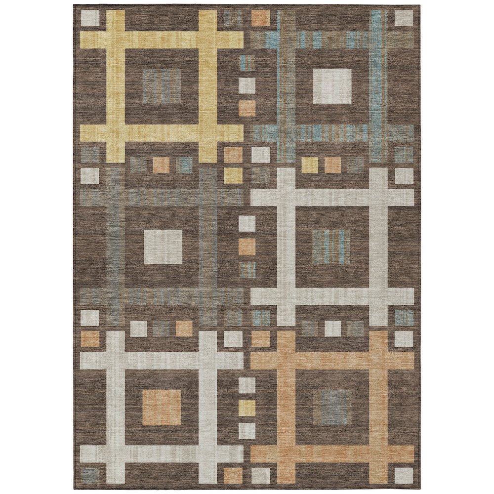 Machine Washable Indoor/Outdoor Chantille ACN2708 Brown 8' x 10' Rug. Picture 1