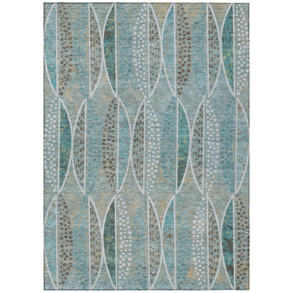 Machine Washable Indoor/Outdoor Chantille ACN2711 Teal 8' x 10' Rug. Picture 1