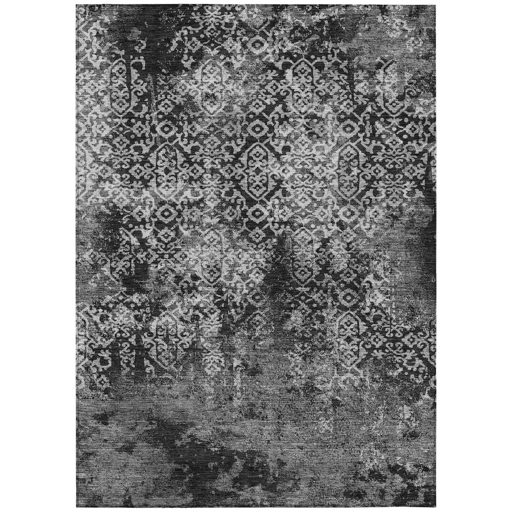 Machine Washable Indoor/Outdoor Chantille ACN2713 Black 8' x 10' Rug. Picture 1