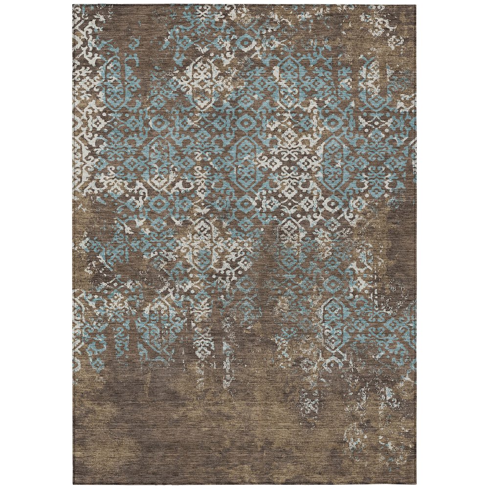 Machine Washable Indoor/Outdoor Chantille ACN2713 Brown 8' x 10' Rug. Picture 1