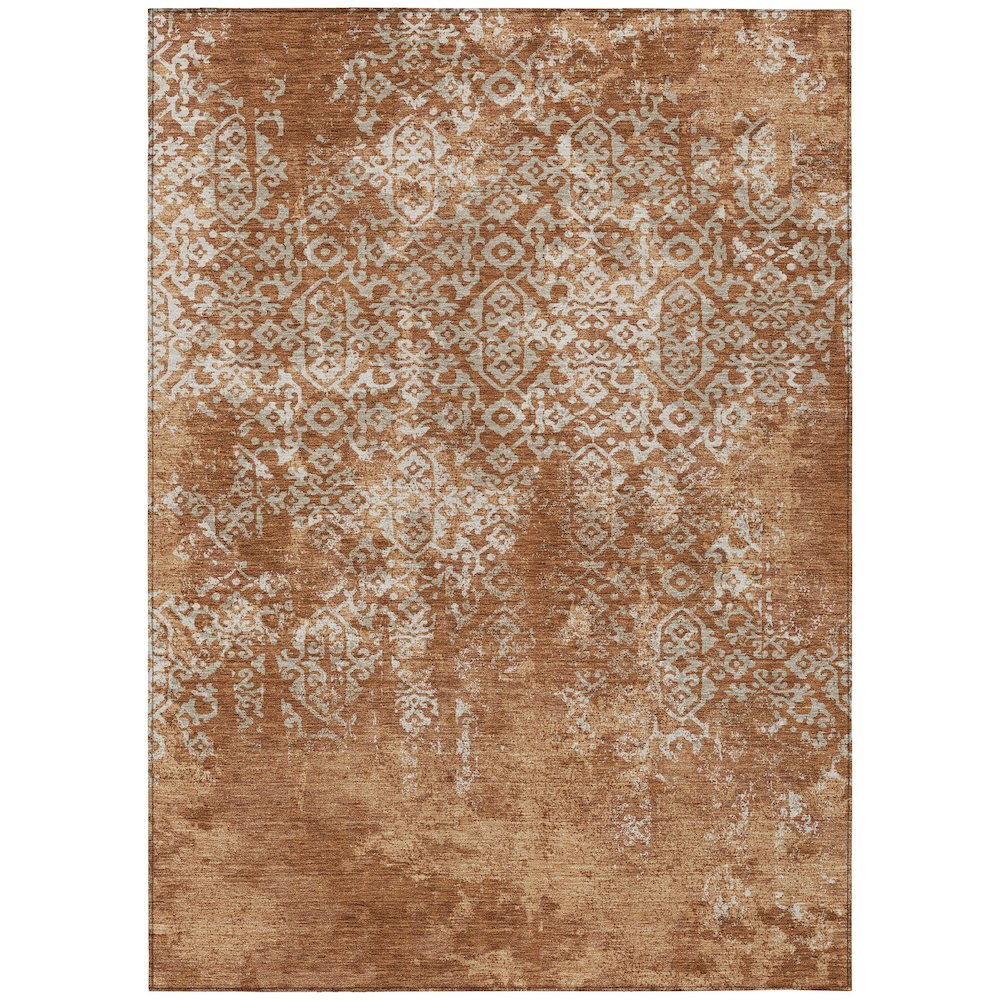 Machine Washable Indoor/Outdoor Chantille ACN2713 Orange 8' x 10' Rug. Picture 1