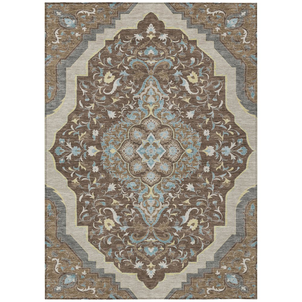 Machine Washable Indoor/Outdoor Chantille ACN2715 Brown 8' x 10' Rug. Picture 1