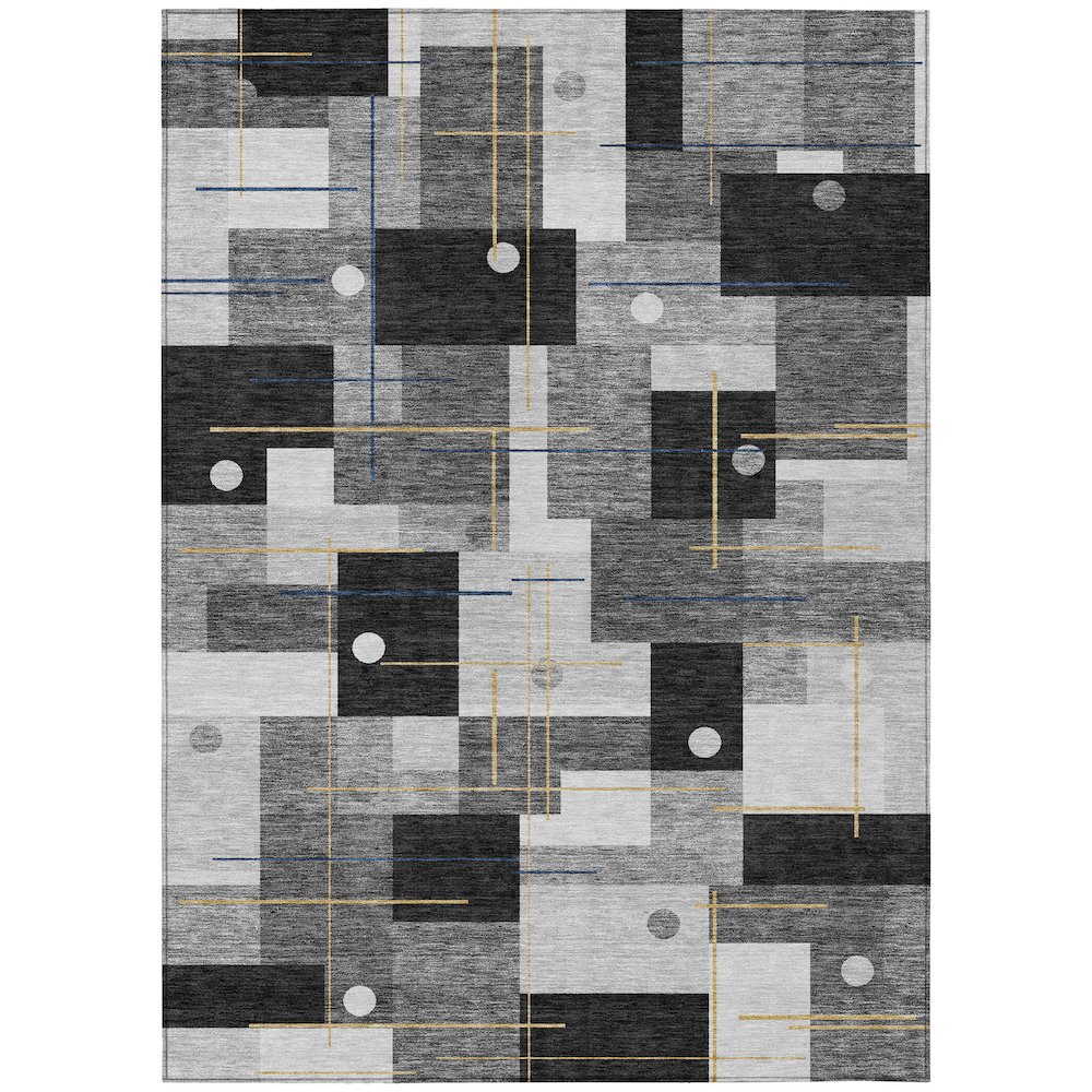 Machine Washable Indoor/Outdoor Chantille ACN2716 Black 8' x 10' Rug. Picture 1