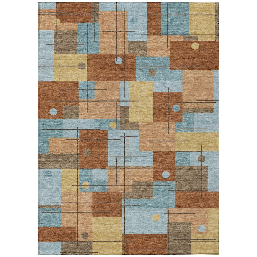 Machine Washable Indoor/Outdoor Chantille ACN2716 Orange 8' x 10' Rug. Picture 1