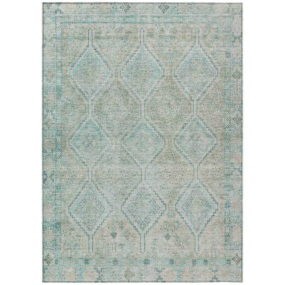 Machine Washable Indoor/Outdoor Chantille ACN2727 Teal 9' x 12' Rug. Picture 1