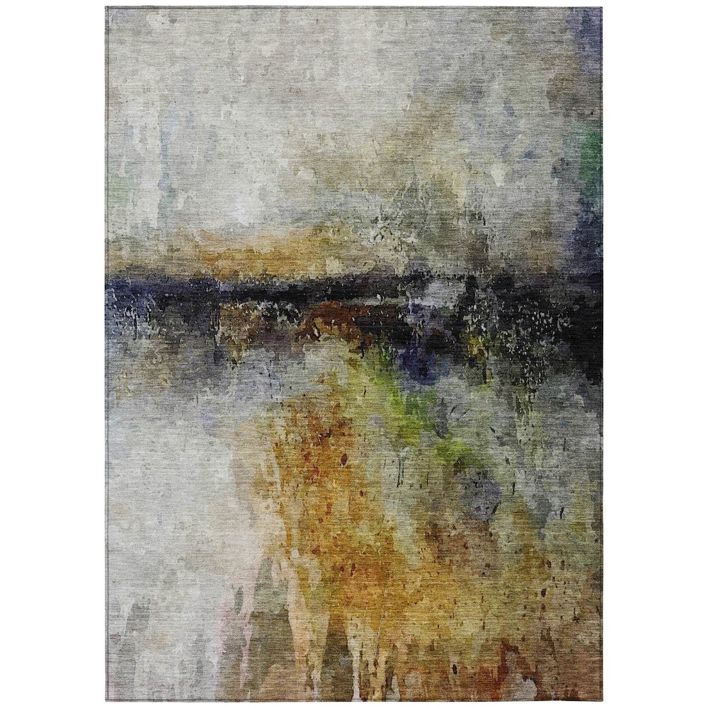 Machine Washable Indoor/Outdoor Chantille ACN2739 Orange 9' x 12' Rug. Picture 1