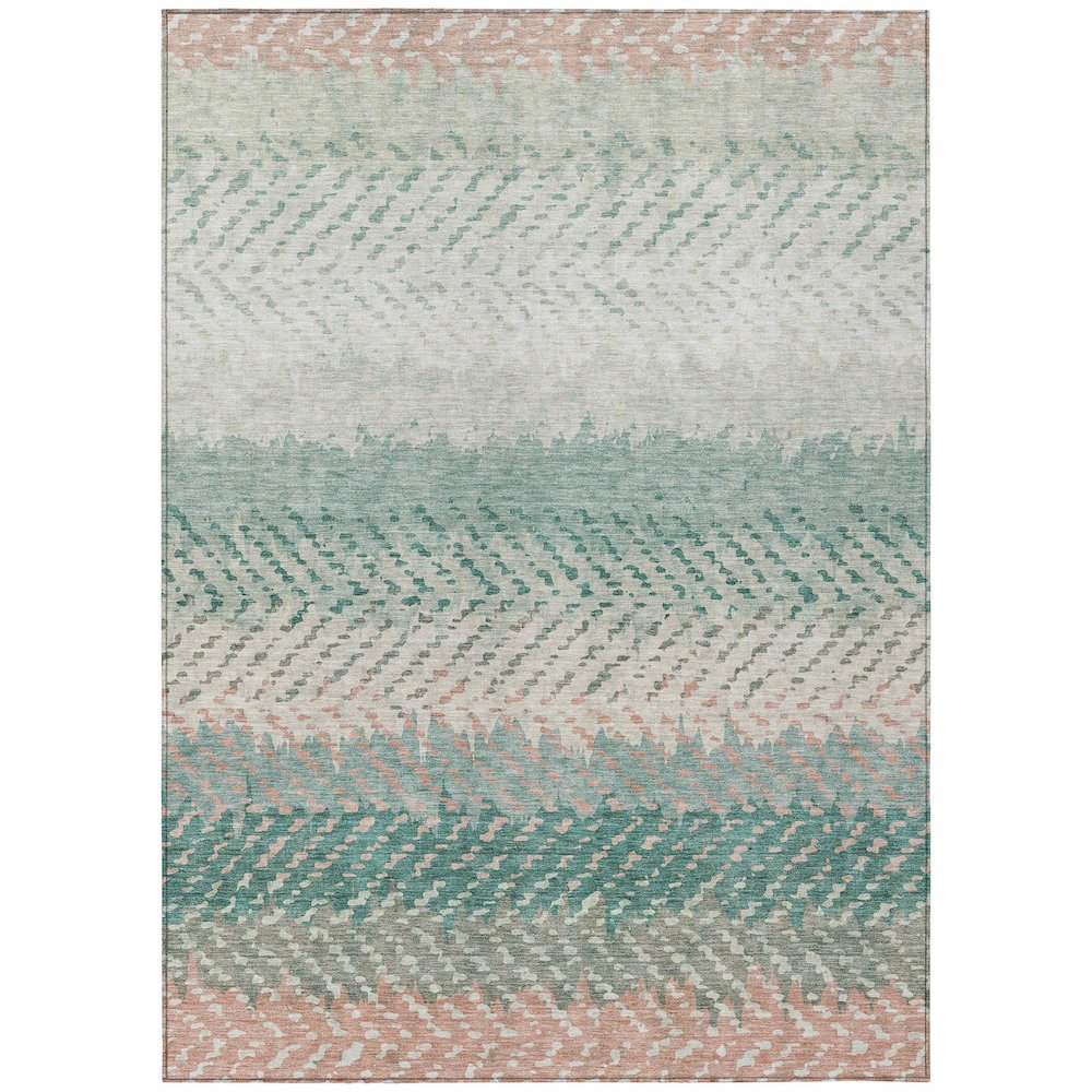 Machine Washable Indoor/Outdoor Chantille ACN2740 Teal 9' x 12' Rug. Picture 1