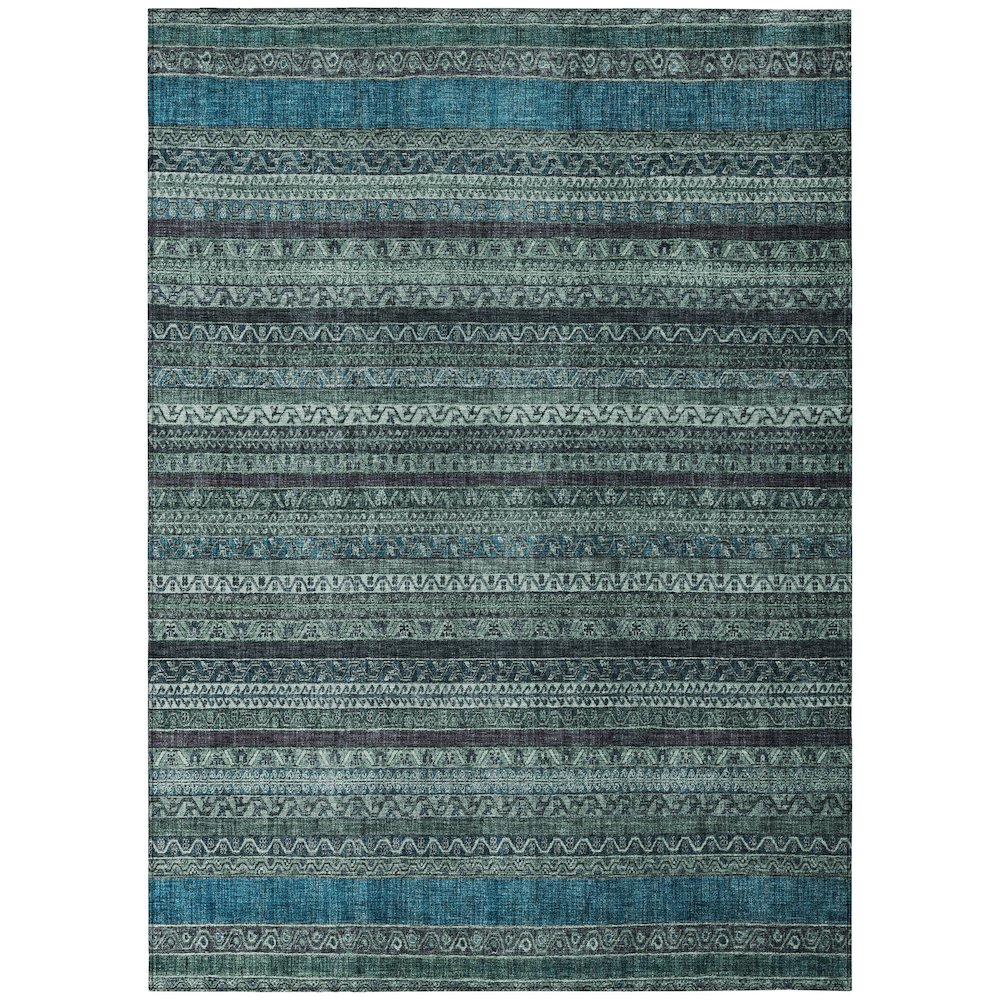 Machine Washable Indoor/Outdoor Chantille ACN2741 Teal 9' x 12' Rug. Picture 1