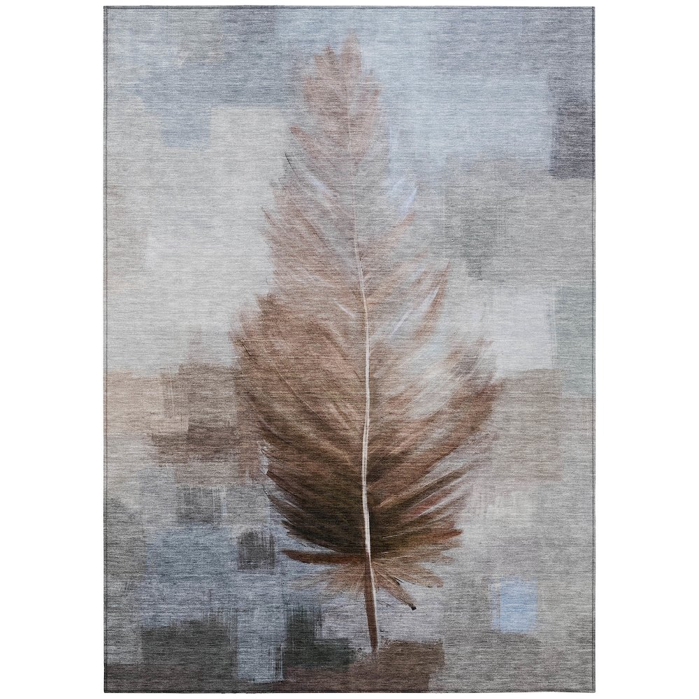 Machine Washable Indoor/Outdoor Chantille ACN2745 Brown 9' x 12' Rug. Picture 1