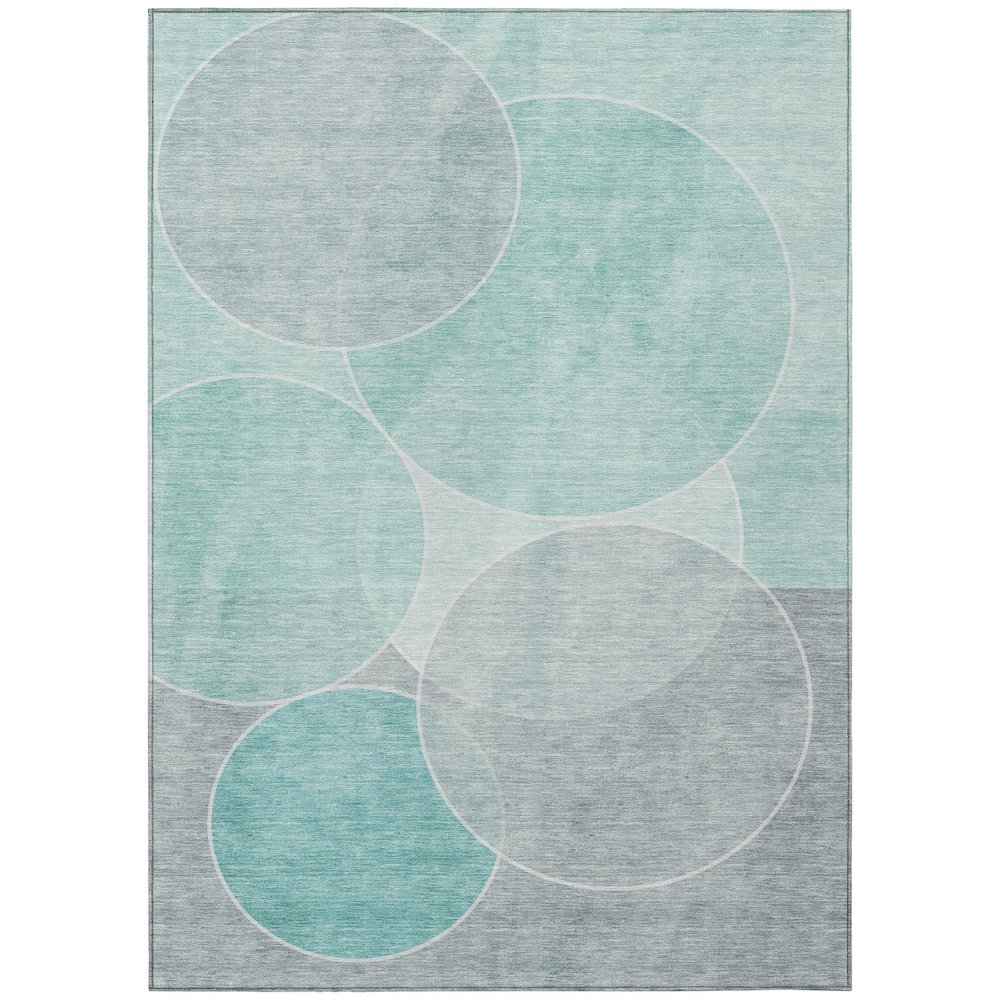 Machine Washable Indoor/Outdoor Chantille ACN2746 Teal 9' x 12' Rug. Picture 1