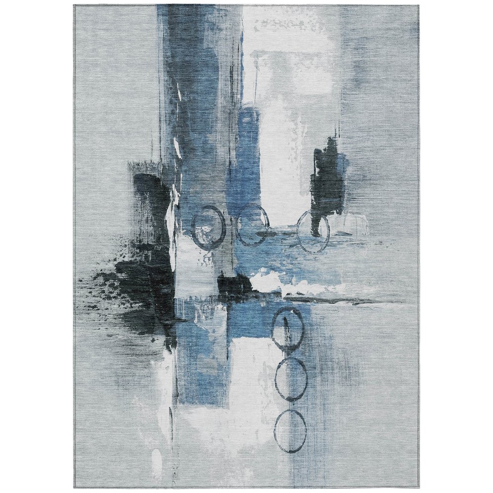 Machine Washable Indoor/Outdoor Chantille ACN2751 Blue 9' x 12' Rug. Picture 1