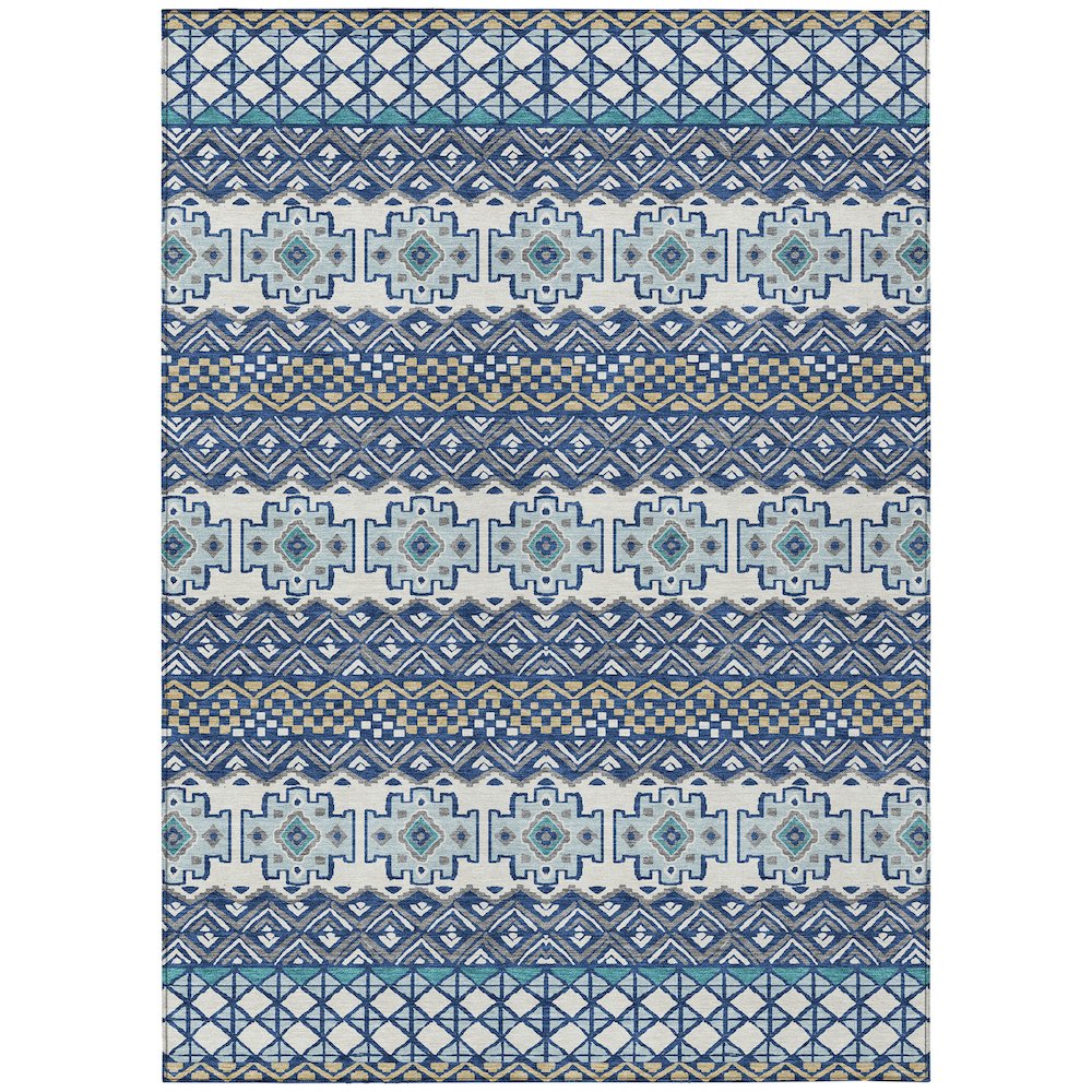 Machine Washable Indoor/Outdoor Chantille ACN2760 Blue 9' x 12' Rug. Picture 1
