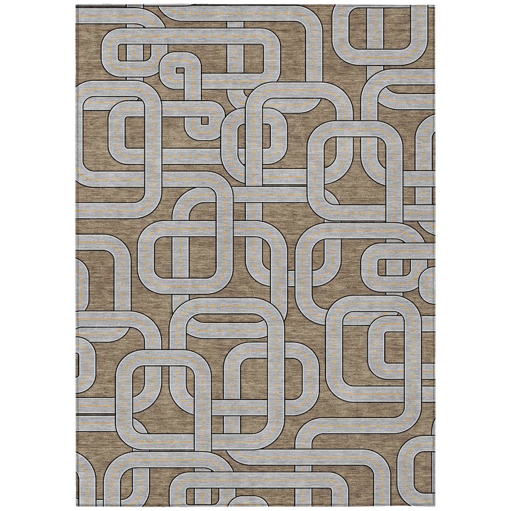 Machine Washable Indoor/Outdoor Chantille ACN2764 Brown 9' x 12' Rug. Picture 1