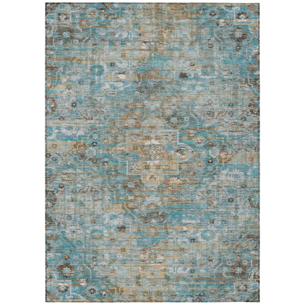 Machine Washable Indoor/Outdoor Chantille ACN2782 Teal 9' x 12' Rug. Picture 1