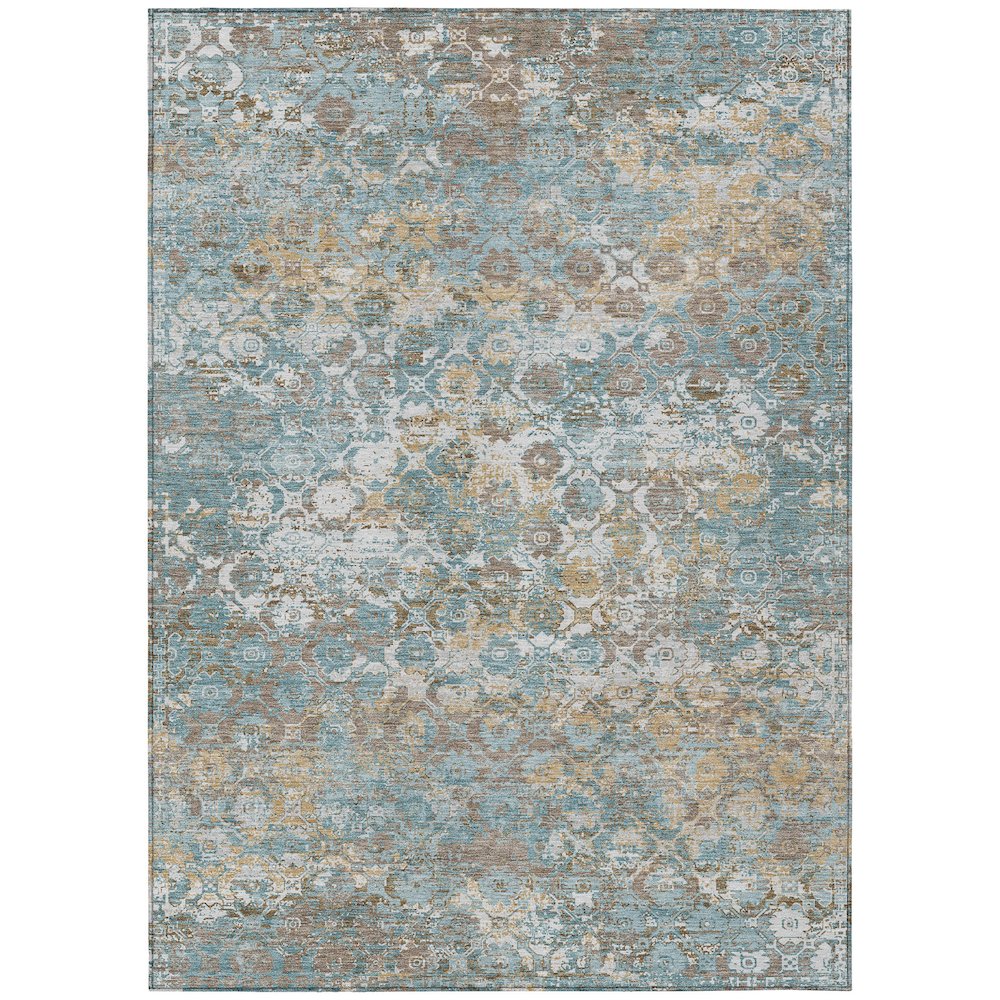 Machine Washable Indoor/Outdoor Chantille ACN2786 Teal 9' x 12' Rug. Picture 1