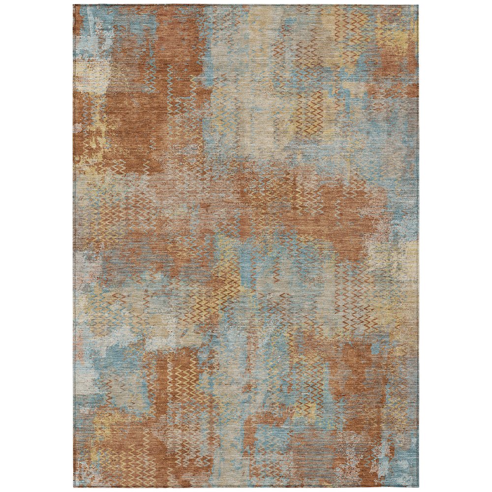 Machine Washable Indoor/Outdoor Chantille ACN2790 Orange 9' x 12' Rug. Picture 1