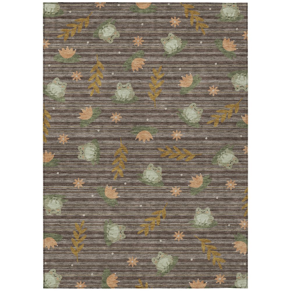 Machine Washable Indoor/Outdoor Chantille ACN2795 Brown 9' x 12' Rug. Picture 1