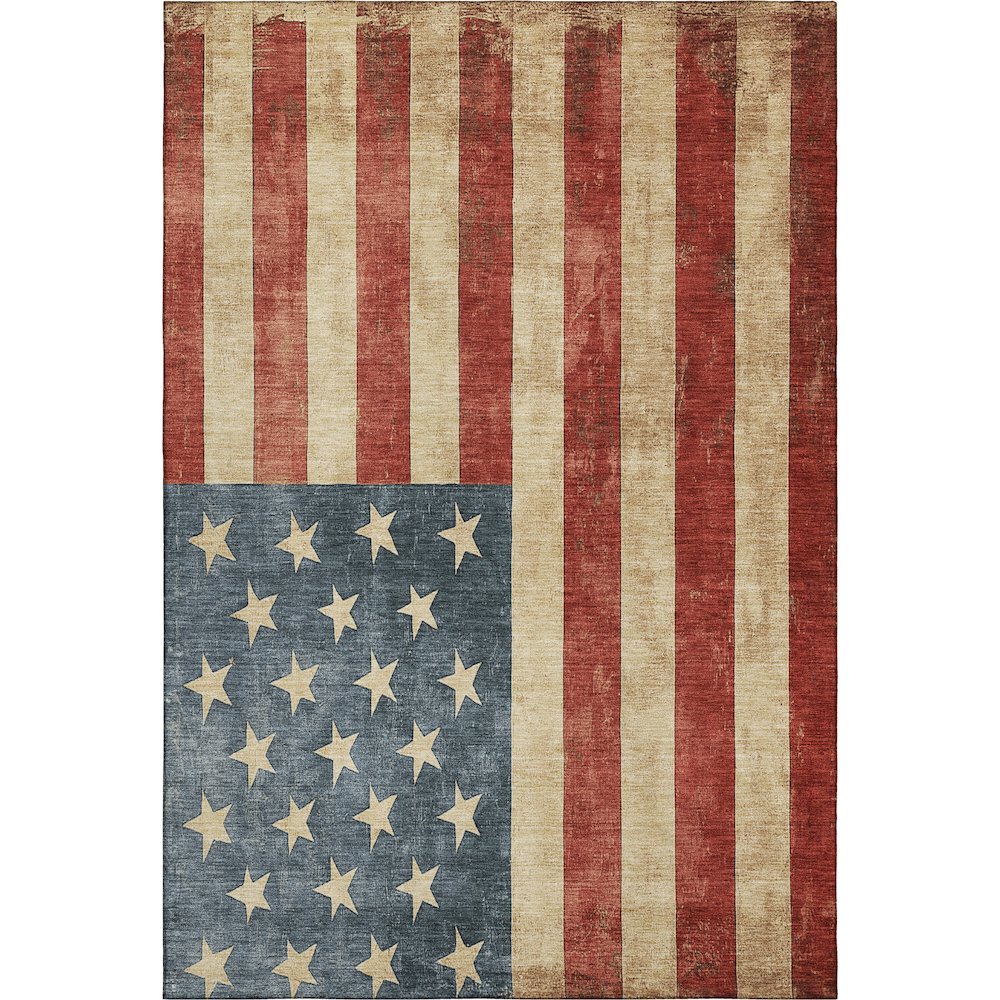 Machine Washable Indoor/Outdoor Americana Red 8' x 10' Rug. Picture 1