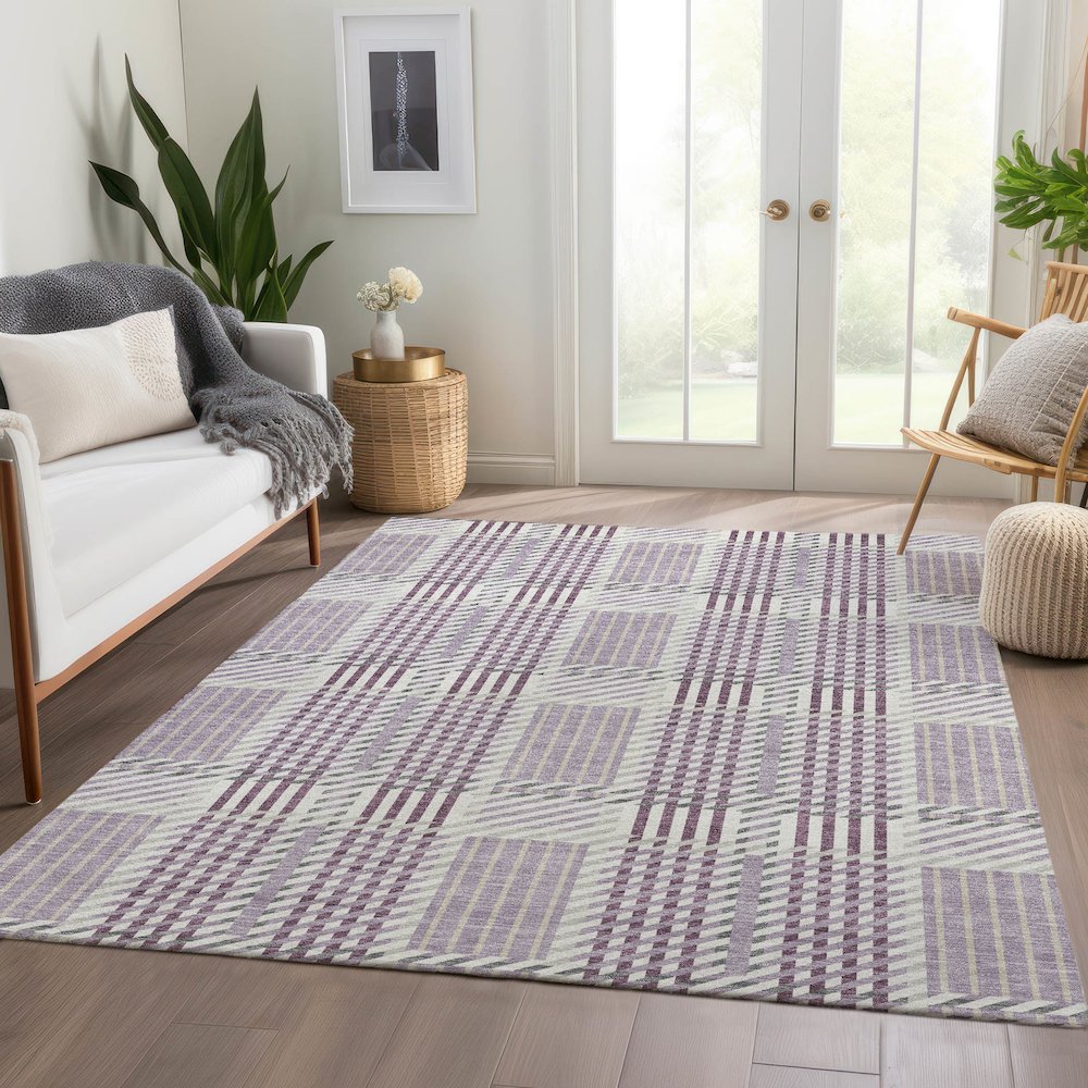 Premium Machine Washable Mayfield AMF1000 Lavender 8' x 10' Rug. Picture 6