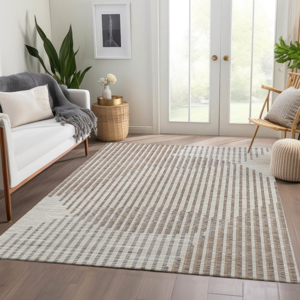 Premium Machine Washable Mayfield AMF1001 Beige 8' x 10' Rug. Picture 6