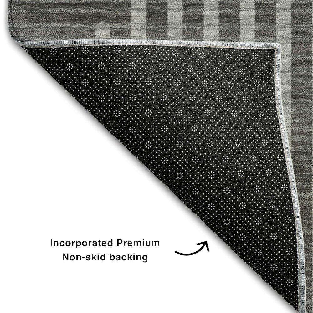 Premium Machine Washable Mayfield AMF1001 Charcoal 3' x 5' Rug. Picture 2
