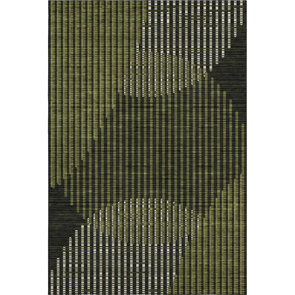Premium Machine Washable Mayfield AMF1001 Olive 8' x 10' Rug. Picture 1