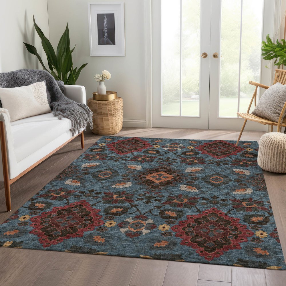 Premium Machine Washable Mayfield AMF1002 Denim 8' x 10' Rug. Picture 6