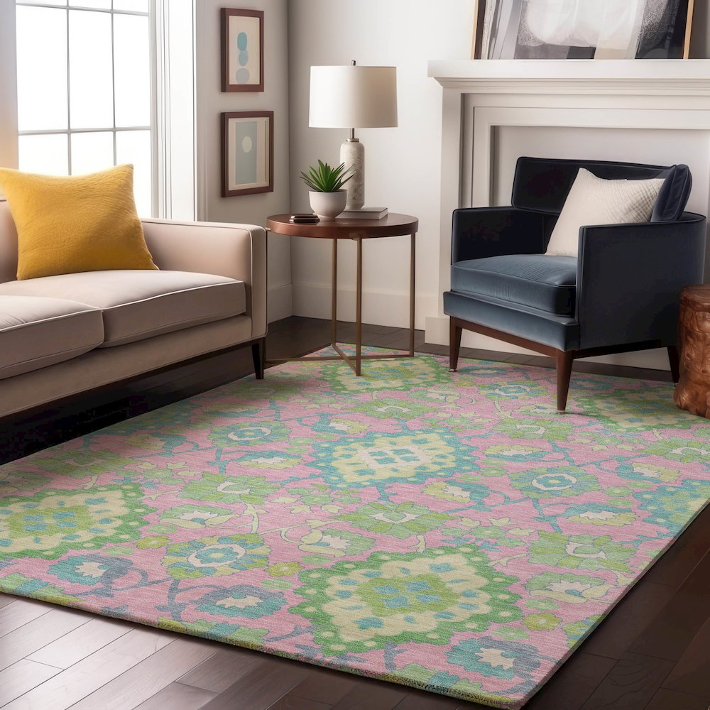 Premium Machine Washable Mayfield AMF1002 Pink 8' x 10' Rug. Picture 5